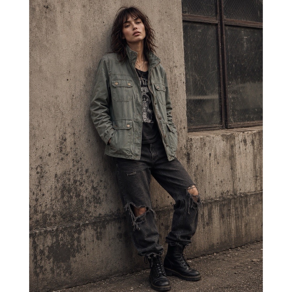 Kut From The Kloth Military Utility Jacket Size S Grunge Streetwear Cargo Fall